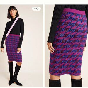 NWT Anthropologie Maeve Purple and Pink Midi Pencil Skirt Size XS